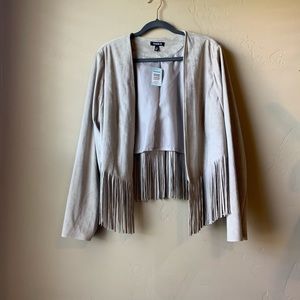 NWT faux suede fringe jacket